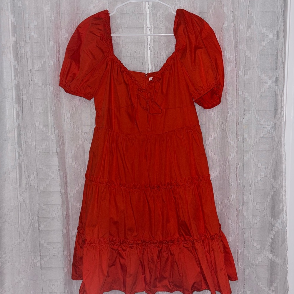 NEW Gianni Bini Vibrant Red Mini Puff Sleeve Dress